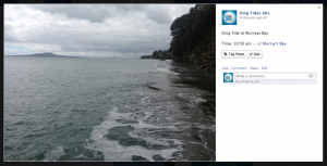 Example of sharing King Tide photos via facebook