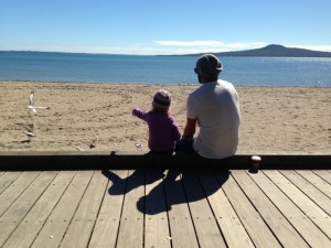 Low tide looking out over Rangitoto