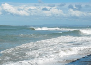 Milford Beach coastal walkway, Auckland  - Cyclone Pam 16.3.15